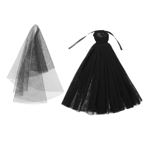 GALPADA Schwarze Hochzeitspuppenkleider Für Puppen Puppenhochzeitskleid Schwarzer Tüllrock Stoff von GALPADA
