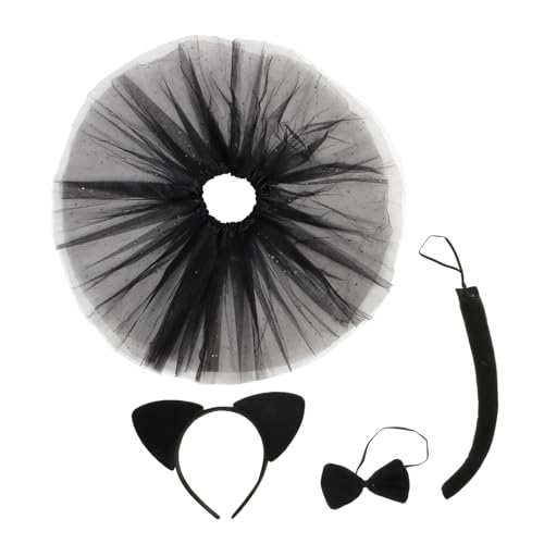 GALPADA Schwarze Katzenohren Und Kostü Set Niedlicher Katzen Haarreif Mit Tutu Rock Und Fliege Perfekt Für Karneval Halloween Und Cosplay Veranstaltungen von GALPADA