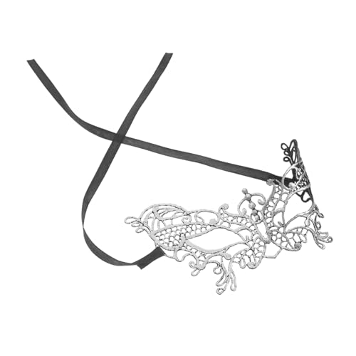 GALPADA Silberne Schmetterling Augenmaske aus Spitze mit Verstellbaren Bändern Stilvolle Venezianische Halbgesichts maske für Damen Komfortabel und Vielseitig für Maskenball Halloween von GALPADA