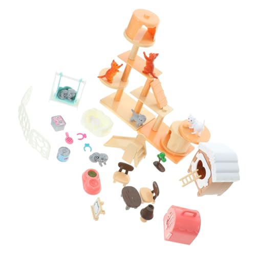 GALPADA Simulation Katzenfiguren Spielset aus Robustem Kunststoff Kreatives Rollenspielzeug für Kleinkinder Fördert Soziale Fähigkeiten und Teamwork für Eltern Junge Mädchen Aktivität von GALPADA