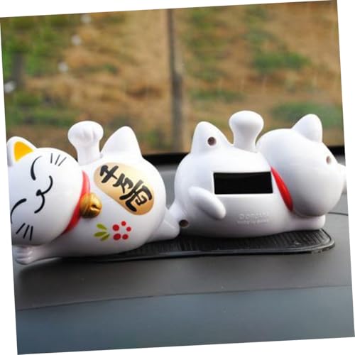 GALPADA Solarbetriebene Winkekatze Dekofigur Waving Cat mit Niedlichem Design für Auto Schreibtisch Wohnzimmer und Geschäft Glücksbringer und Feng Shui Ornament für Wohlstand und Gute von GALPADA