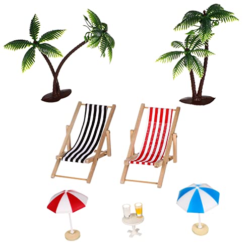 GALPADA Strand Set für Puppenhäuser Sonnenschirme Liegestühle Getränke Runder Mikro Landschaftsdekoration für Feengarten und Gartenmöbel GALPADA Strand Set für Puppenhäuser Sonnenschirme Liegestühle Getränke Runder Mikro Landschaftsdekoration für Feengarten und Gartenmöbel von GALPADA