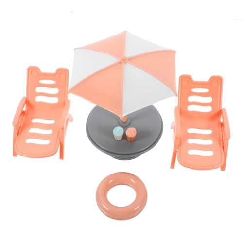 GALPADA Strandkorb Sonnenschirm Modell Sand Party Simulierte Möbel Simulierter Strandkorb Modell Miniatur Stuhl Simulation Haus Mini Puppenhaus Ausrüstung Abs von GALPADA