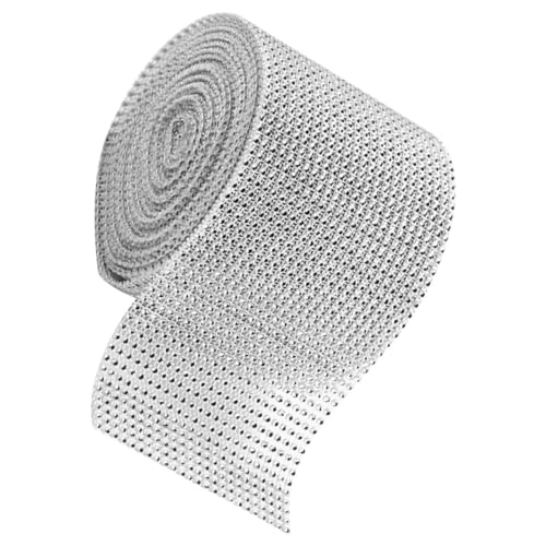 GALPADA Strapazierfähiges Strassband Reihig Silber Mesh Ribbon für Hochzeitstorte Geschenkverpackung und DIY Dekoration Flexibles Zuschneidbares Glitzerband für Geburtstags und von GALPADA