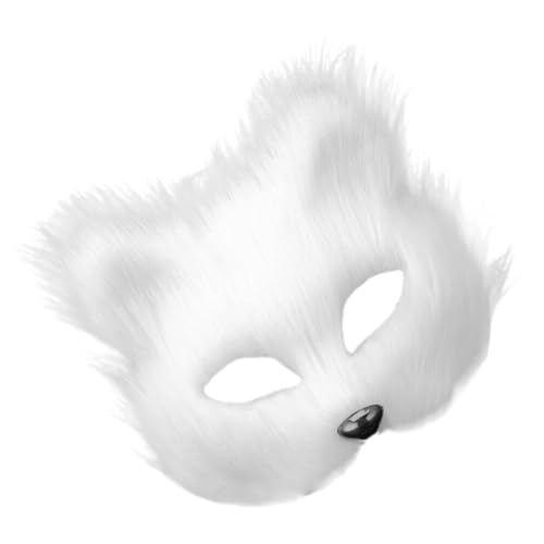 GALPADA Therian-Maske Kunstfuchs-Maske Weißer Fuchs -Halbgesichtsmaske Fussel-Maskerade-Maske Halbes Gesicht Pelzige Tiermasken Cosplay-Wolf-Masken Plüschmaske Kostüm-Requisiten von GALPADA