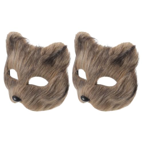 GALPADA Therian-Maske Plüschkatze Fuchsmaske 2 Stück Realistische Künstliche Fuchs-Gesichtsabdeckung Pelziges Tier Wolfsmaske -Halbgesichtsmasken Für Maskerade Halloween von GALPADA