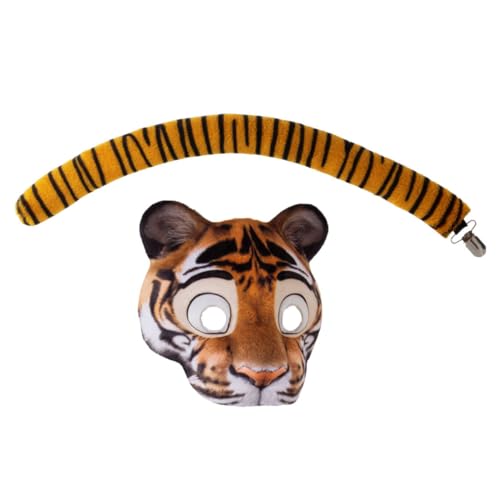 GALPADA Tiger Maske und Set aus Atmungsaktivem EVA mit Elastischem Band Realistisches Tierkostümzubehör für Damen und Herren für Halloween Karneval und Kostümpartys GALPADA Tiger Maske und Set aus Atmungsaktivem EVA mit Elastischem Band Realistisches Tierkostümzubehör für Damen und Herren für Halloween Karneval und Kostümpartys von GALPADA
