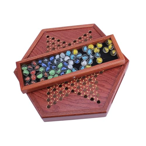 GALPADA Traditionelles Chinesisches Halma Spiel aus Natürlichem Holz mit Sechseckigem Brett und Schublade zur Aufbewahrung von Bunten Glasperlen Strategisches Familienspiel für Erwachsene GALPADA Traditionelles Chinesisches Halma Spiel aus Natürlichem Holz mit Sechseckigem Brett und Schublade zur Aufbewahrung von Bunten Glasperlen Strategisches Familienspiel für Erwachsene von GALPADA