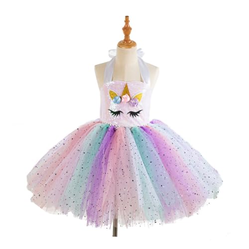 GALPADA Unicorn Glitzer Tutu Kleid Für ädchen Festliches Geburtstagsoutfit Und Party Kostü Ideal Für Karneval Cosplay Und Besondere Anlässe SX HD93420 Inkl Haarreif 4 5 Jahre von GALPADA