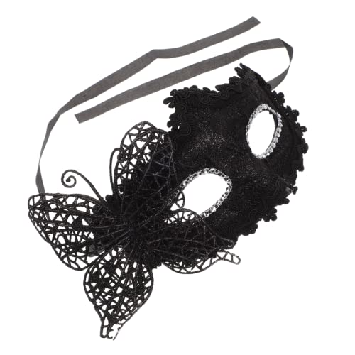 GALPADA Venezianische Halbmaske für Damen Schwarze Spitzenmaske mit Schmetterlingsdesign für Karneval Halloween und Maskenbälle für Kostümpartys und Fotosessions von GALPADA