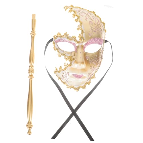 GALPADA Venezianische Stick Only Kostüm Für Frauen Realistische Gesichtsmaske Mit Rouge LED Maskerade Frauenmasken Kunststoff Rosa GALPADA Venezianische Stick Only Kostüm Für Frauen Realistische Gesichtsmaske Mit Rouge LED Maskerade Frauenmasken Kunststoff Rosa von GALPADA