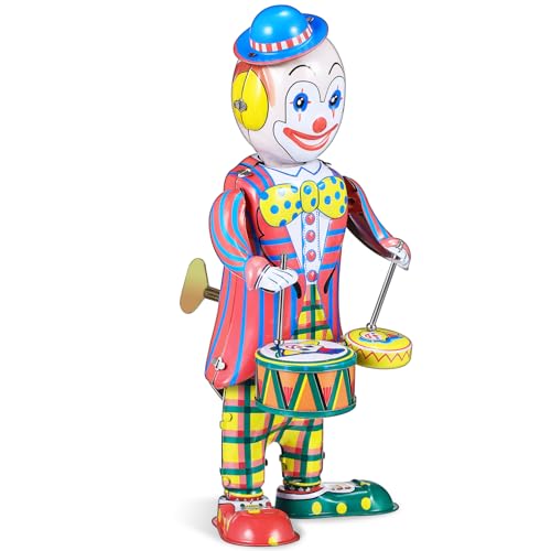 GALPADA Vintage Clown Schlagzeuger Figur Retro Aufziehspielzeug als Tischdekoration Robuste Eisenkonstruktion Bunte Farben für Dekoration für Partys und Themenlokale GALPADA Vintage Clown Schlagzeuger Figur Retro Aufziehspielzeug als Tischdekoration Robuste Eisenkonstruktion Bunte Farben für Dekoration für Partys und Themenlokale von GALPADA