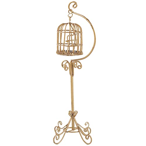 GALPADA Vogelkäfig Miniatur Vogelkäfig-Modell Puppenhaus Vogelkäfig Mini-vogelkäfig- Puppenhaus Vogelhaus Miniatur-vogelkäfig Puppenhausmöbel Mini-hausschmuck Golden Legierung von GALPADA