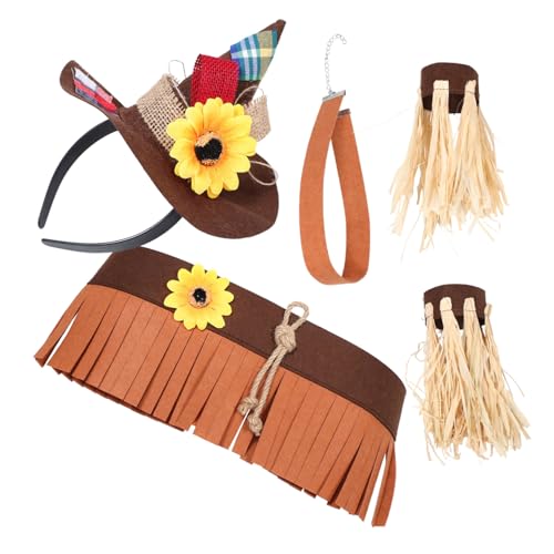 GALPADA Vogelscheuche Kostüm mit Filz-haarreif und Leichten Strohbündchen Wiederverwendbar Atmungsaktiv Vielseitiges Halloween Karnevalszubehör für Damen und Herren Komfortabel für Langen von GALPADA