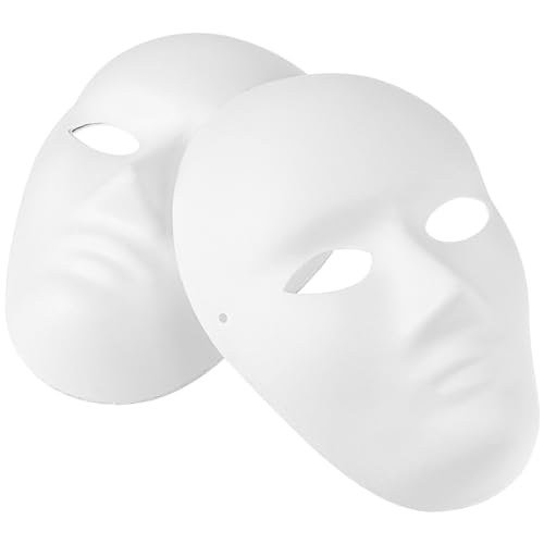 GALPADA Vollgesichtsmasken Zum Selbermachen – 4 Stück Bemalbare Papiermasken Maskerademasken Karnevalsmasken Weiße Bastelmasken Cosplay-Partymasken Halloween-Partydekoration von GALPADA