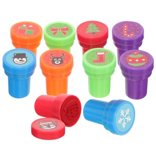 GALPADA Weihnachtliche DIY Stempelset für Selbstfärbende Kunststoffstempel mit Buntem Cartoon-Design Langlebig und Praktisch für Basteln Party Mitgebsel und Weihnachtsdekoration von GALPADA