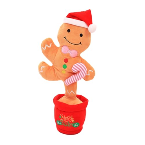 GALPADA Weihnachtlicher Tanzender und Singender Plüsch-Gingerbread-Mann mit Led-licht Interaktives Sprechendes Kuscheltier Festliche Weihnachtsdeko für Zuhause und Party GALPADA Weihnachtlicher Tanzender und Singender Plüsch-Gingerbread-Mann mit Led-licht Interaktives Sprechendes Kuscheltier Festliche Weihnachtsdeko für Zuhause und Party von GALPADA
