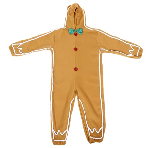 GALPADA Weihnachtskostüm Gingerbread Man Cosplay Overall Leichtes Bühnenkostüm für Jungen und Mädchen Festliches Partyoutfit für Weihnachten und Rollenspiele von GALPADA