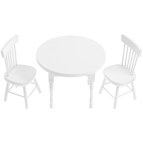 GALPADA Weißes Rundtisch Set für Puppenhaus Teiliges Miniatur Möbelset aus Echtem Holz Esszimmermöbel mit Authentischer Holzoptik für Küche und Esszimmer Dekoration GALPADA Weißes Rundtisch Set für Puppenhaus Teiliges Miniatur Möbelset aus Echtem Holz Esszimmermöbel mit Authentischer Holzoptik für Küche und Esszimmer Dekoration von GALPADA