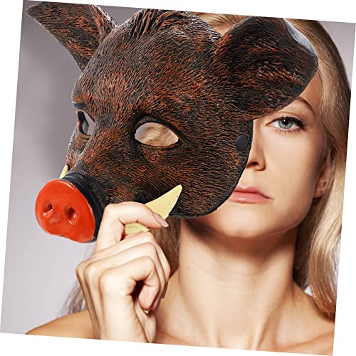 GALPADA Wildschwein Maske Cosplay Tiermaske für Halloween Karneval Fasching Braune Tierkopf Verkleidung für Erwachsene Lustige Verkleidungsmasken für Party und Kostümfest von GALPADA