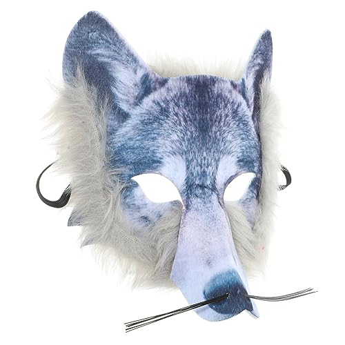 GALPADA Wolfsmaske Beängstigend Wölfe Kind Wilde Tiermasken Fang 3d-maske Gesicht Maskerade Party Halloween-party-maske Grau Thematisiert Wolf Maskerade Cosplay-tier Halloween-wolf Pvc von GALPADA