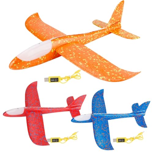 GALPADA Wurfgleiter mit LED Lichtern für Farbige Schaumflugzeuge für Spiel und Spaß im Freien Fördert die Eltern Junge Mädchen Beziehung Leicht und Flexibel Rot von GALPADA