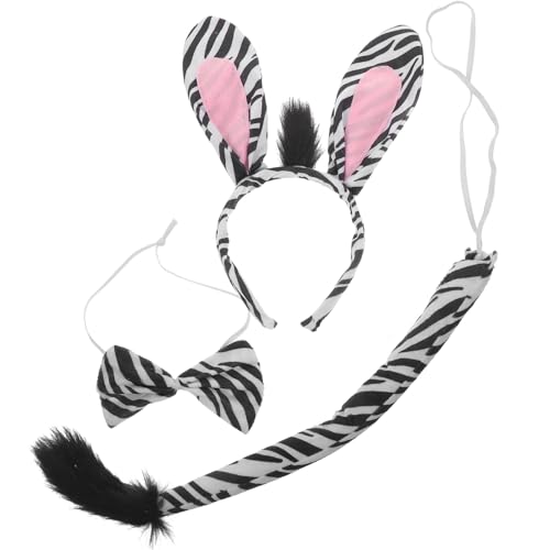 Zebra-Kostüm-Set Zebra-Ohren Stirnband Fliege Und Tier-Cosplay-Zubehör Für Halloween-Party Verkleidung Maskerade-Zubehör von GALPADA
