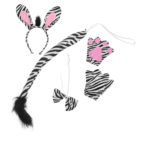 GALPADA Zebra Kostüm Set mit Tierohren Haarreif Schleife und Niedliches Cosplay Zubehör für Halloween Motto und Kostümparty Geeignet für Jungen und Mädchen von GALPADA