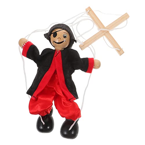 GALPADA Zeichenfolge Marionettenspielzeug Handpuppen Puppen Für Lustige Marionette Holzpuppe Piraten-marionettenpuppen Piratenkegelpuppe Marionette Hölzerne Marionetten Black Stoff von GALPADA