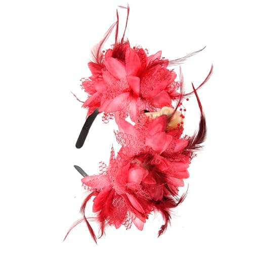 GALPADA halloween haarschmuck halloween kopfschmuck kronkorken Halloween-Accessoire rotes Stirnband Tag der Toten Kopfschmuck mexikanischer haarschmuck Halloween-Blumen-Stirnband Stoff von GALPADA