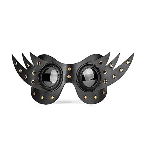 GALSOR Punk-Ledermasken, Punk-Party-Maske, Halloween-Rollenspiel, PU-Leder-Halbgesichtsmaske, Zubehör von GALSOR