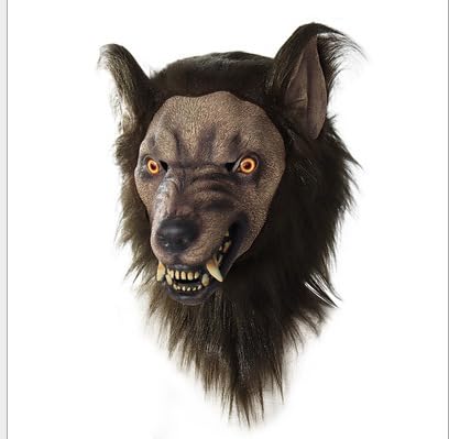 GALsor Tier Latex Simulation Wolf Kopf Maske Braun Haar Halloween Maske von GALsor
