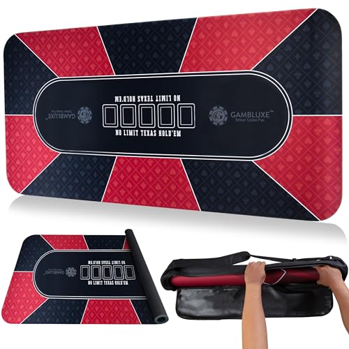 GAMBLUXE Professionelle Pokermatte für Tisch, 178 x 89 cm, glatte, wasserabweisende Pokerplatte für Tisch, rutschfest, tragbar, Texas Hold'em Pokermatte + Trage-/Aufbewahrungstasche für Pokerspiele GAMBLUXE Professionelle Pokermatte für Tisch, 178 x 89 cm, glatte, wasserabweisende Pokerplatte für Tisch, rutschfest, tragbar, Texas Hold'em Pokermatte + Trage-/Aufbewahrungstasche für Pokerspiele von GAMBLUXE