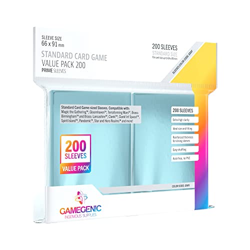 Gamegenic, Prime Standard Sleeve Value Pack 200, Sleeve Color Code: Gray von Gamegenic