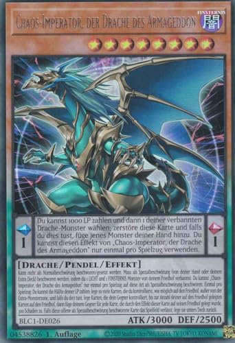 Chaos-Imperator, der Drache des Armageddon Silber Ultra Rare BLC1-DE026 - Battles of Legend Chapter 1 - mit GamersHeaven Cardboard Guard von GAMERSHEAVEN