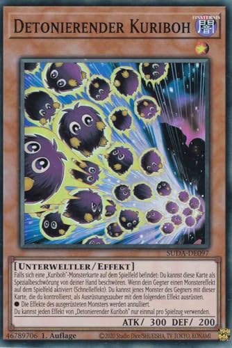 Detonierender Kuriboh Super Rare SUDA-DE097 - Supreme Darkness Karte - mit GamersHeaven Cardboard Guard von GAMERSHEAVEN