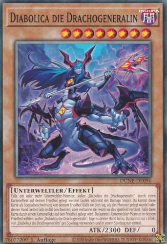 Diabolica die Drachogeneralin Common DUNE-DE096 - Duelist Nexus - mit GamersHeaven Cardboard Guard von GAMERSHEAVEN