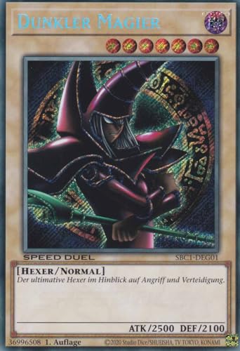 Dunkler Magier Secret Rare SBC1-DEG01 - Streets of Battle City Karte - mit GamersHeaven Cardboard Guard von GAMERSHEAVEN