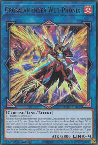 Grosalamander Wut-Phönix Ultra Rare LD10-DE005 - Legendary Duelists Soulburning Volcano Karte - mit GamersHeaven Cardboard Guard von GAMERSHEAVEN