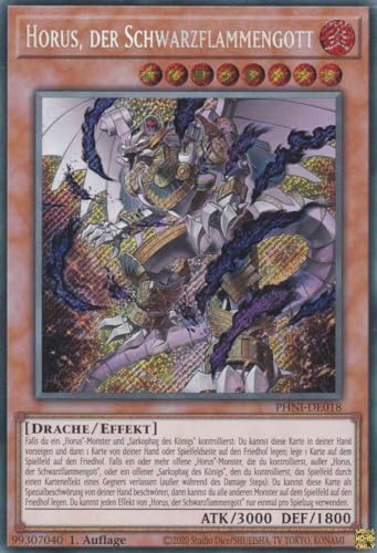 Horus, der Schwarzflammengott Secret Rare PHNI-DE018 - Phantom Nightmare - mit GamersHeaven Cardboard Guard von GAMERSHEAVEN