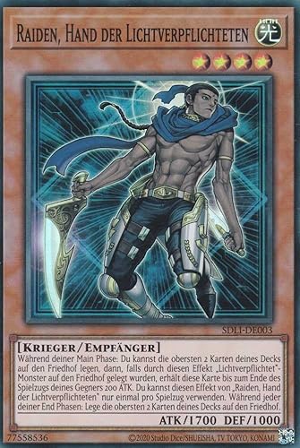 Raiden, Hand der Lichtverpflichteten Super Rare SDLI-DE003 - Realm of Light Karte - mit GamersHeaven Cardboard Guard von GAMERSHEAVEN