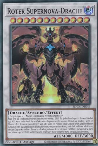 Roter Supernova-Drache Super Rare SDCK-DE044 - The Crimson King Karte - mit GamersHeaven Cardboard Guard von GAMERSHEAVEN