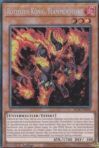 Rotlotus-König, Flammendelikt Secret Rare BLTR-DE028 - Battles of Legend Terminal Revenge Karte - mit GamersHeaven Cardboard Guard von GAMERSHEAVEN