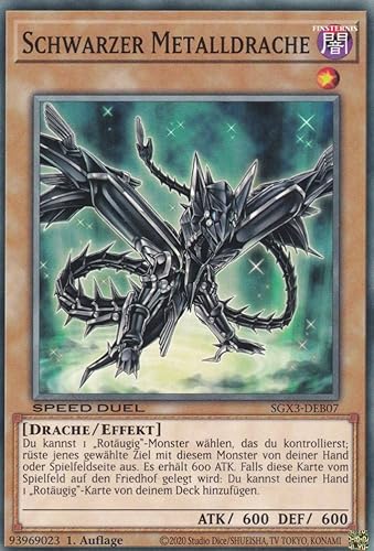 Schwarzer Metalldrache Common SGX3-DEB07 - Speed Duel GX: Duelists of Shadows - mit GamersHeaven Cardboard Guard von GAMERSHEAVEN