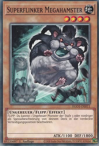Superflinker Megahamster Common EGO1-DE011 - Egyptian God Deck Obelisk Karte - mit GamersHeaven Cardboard Guard von GAMERSHEAVEN
