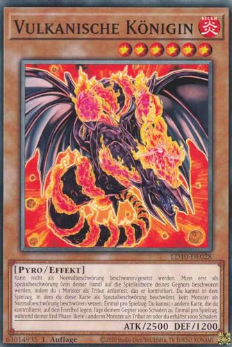 Vulkanische Königin Common LD10-DE028 - Legendary Duelists Soulburning Volcano Karte - mit GamersHeaven Cardboard Guard von GAMERSHEAVEN
