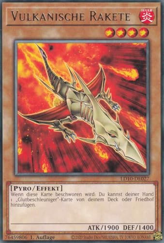 Vulkanische Rakete Rare LD10-DE027 - Legendary Duelists Soulburning Volcano Karte - mit GamersHeaven Cardboard Guard von GAMERSHEAVEN