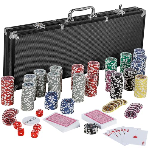 GAMES PLANET Pokerkoffer mit 500 Laser-Chips, Silver/Gold/Black Edition - Auswahl: Black von GAMES PLANET
