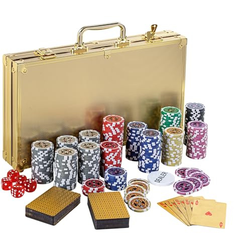 GAMES PLANET Pokerkoffer mit 300 Laser-Chips, Silver/Gold/Black Edition - Auswahl: Gold von GAMES PLANET