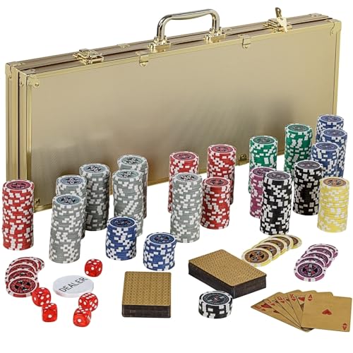 GAMES PLANET Pokerkoffer mit 500 Laser-Chips, Silver/Gold/Black Edition - Auswahl: Gold von GAMES PLANET